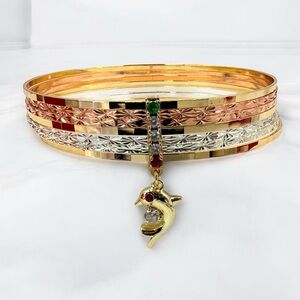 Multicolor Bangle Set with Dolphin Charm weekly